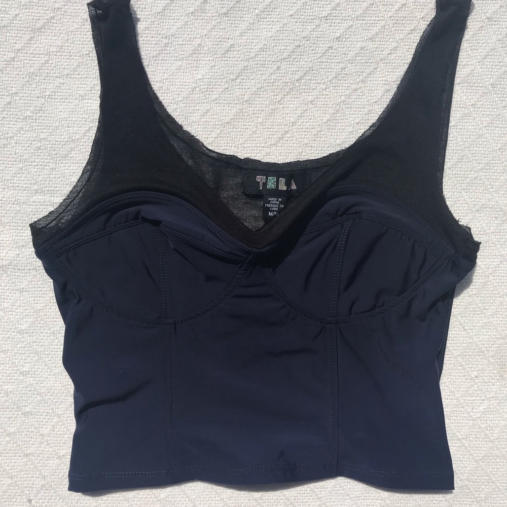 Tela Crop Top Navy Blue Size Medium